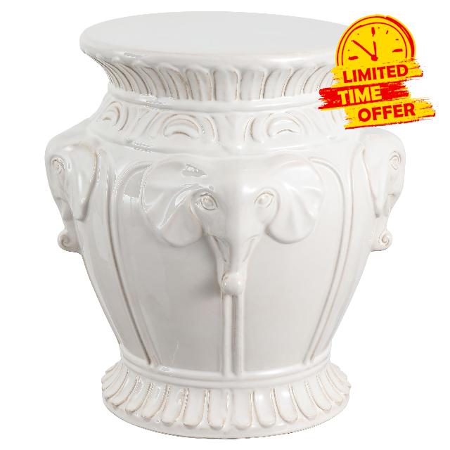 JONATHAN Y TBL1037A Anita 18" Classic Vintage Ceramic Indoor/Outdoor 4-Elephant Garden Stool