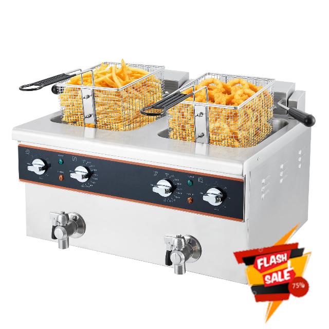 Commercial Deep Fryer with Faucet - 3600W