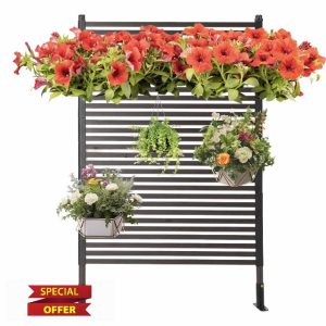 Metal Outdoor Privacy Screens Fence Screen for Outside Screen Freestanding for Patio Lawn Deck Outdoor Privacy Panels for Backyard Patio Garden Black (6 x 3FT with Feet)