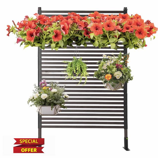 Metal Outdoor Privacy Screens Fence Screen for Outside Screen Freestanding for Patio Lawn Deck Outdoor Privacy Panels for Backyard Patio Garden Black (6 x 3FT with Feet)