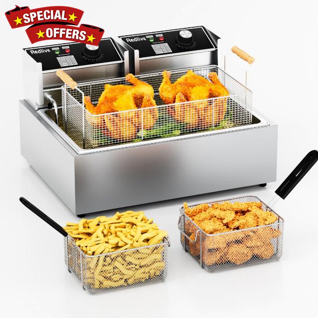 Electric Deep Fryer 22.6L/24QT Stainless Steel Large Capacity Commercial Fryer with Basket