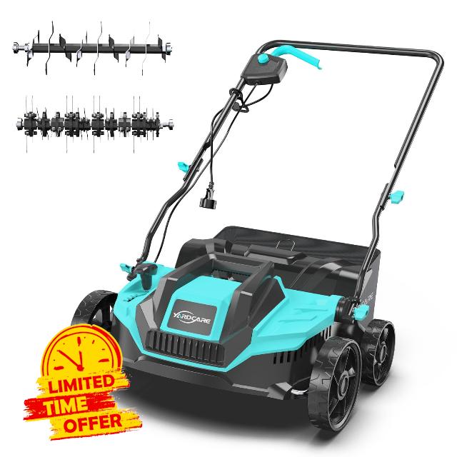 2-in-1 Scarifier and Dethatcher – Deep Soil Revitalization with High-Torque Motor