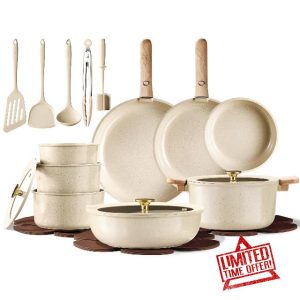 CAROTE 25PCS Ceramic Cookware Set