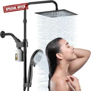 MIAOHUI High Pressure Rain Shower Head with 7 Settings Handheld Spray