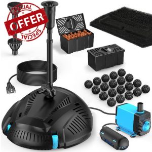 POPOSOAP Pond Filter with Pump Fountain Kits Built-in UV Clarifier