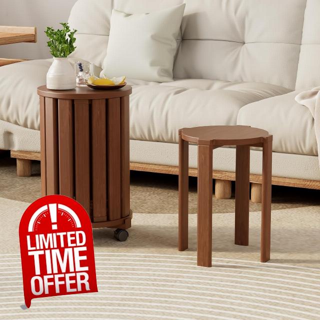 4-in-1 Nesting Stackable Stools and Tables – Modern Wooden Stackable Chairs for Small Spaces
