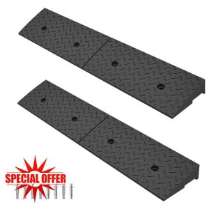2 Pack 4'' Rise Rubber Curb Ramp Heavy Duty Loading Rubber Curb Ramps，Suitable for Cars