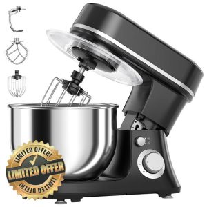 800W Stand Mixer with 5.3QT Stainless Steel Bowl - 6+P Adjustable Speed Electric Kitchen Mixer with Dough Hook