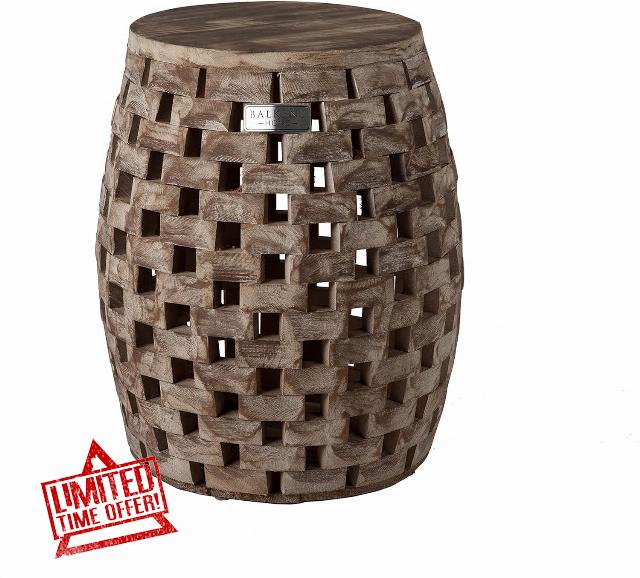 Maya Oval Rustic Garden Stool – Solid Wood Outdoor Seat & Side Table