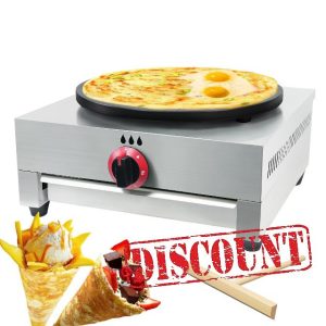 Commercial Gas Crepe Maker 16-Inch Crepe Machine Adjustable Temperature Control Nonstick Stainless Steel Pancake Griddle Machine for Kitchen