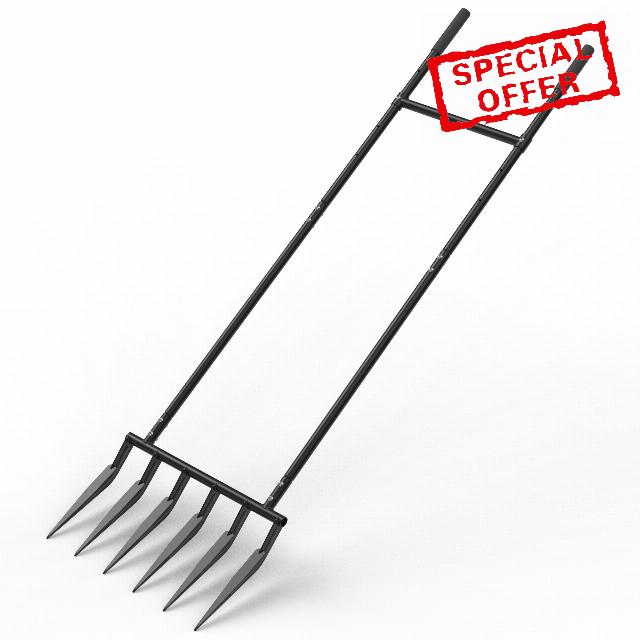 6 Steel Tines 20 in Wide BroadFork Garden Tool