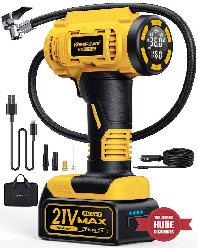 Cordless Tire Inflator Portable Air Compressor