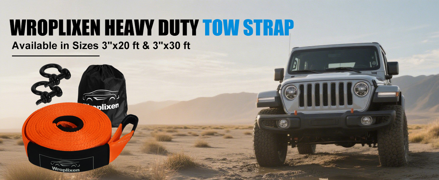 HEAVY DUTY TOW STRAP Available in Sizes 3"x20 ft & 3"x30 ft