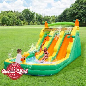 20FT Oxford Inflatable Water Slide Waterslides for Kids and Adults Rainforest Style Water Slide Bounce House and Swimming Pool Wet Dry Use Summer Fun Water Park for Outdoor-Including Blower
