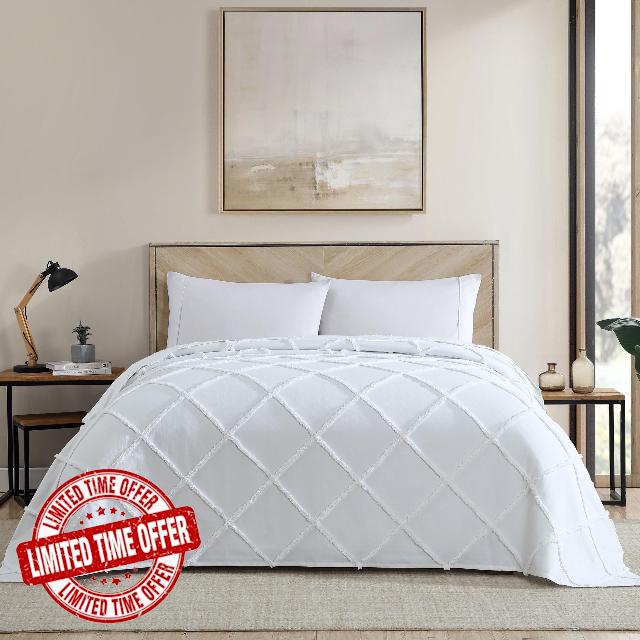 ELLE Decor Diamond 100% Cotton Chenille Bedspread