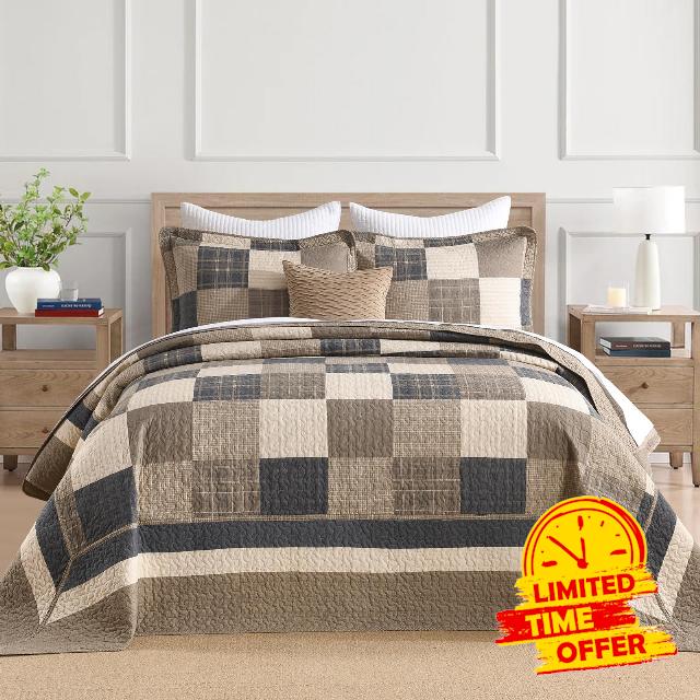 Finlonte 120"x120" Oversized King Bedspread - 100% Cotton Lightweight Quilted Bedspreads Coverlet Set