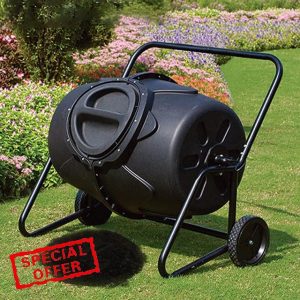 Compost Tumbler 170L - Large Outdoor Composter Bin with Wheels for Easy Movement