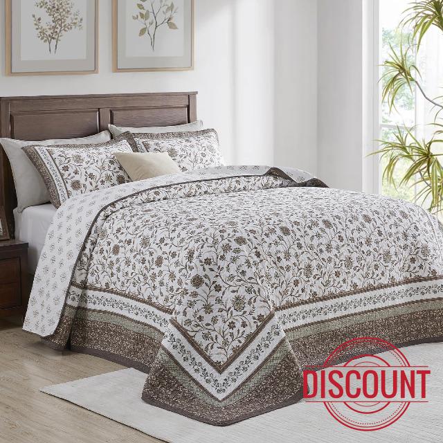 100% Cotton Bedspread King Size 120"x120" - Farmhouse Lightweight Oversized King Quilt with 2 Pillowshams