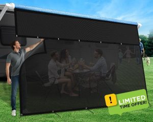 RV Awning Sun Shade Screen with Zipper 9' X 19'3"