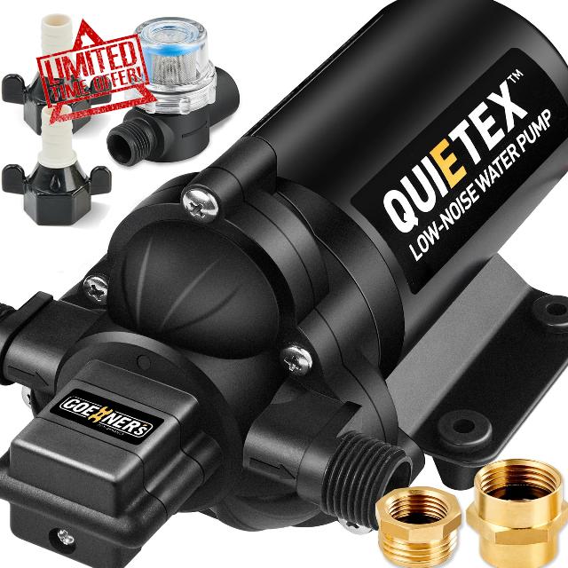 Upgraded 12V DC RV Water Pump – 5.0 GPM 45 PSI Ultra-Quiet Diaphragm Pump with Smart Pressure Switch – Reliable Flow for Campers