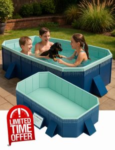 Foldable Swimming Pool for Kids Adults - Non-Inflatable Kiddie Pools for Backyard Garden Outdoor Folding Collapsible Above Ground Dog Pool 100" X 65" X 21"