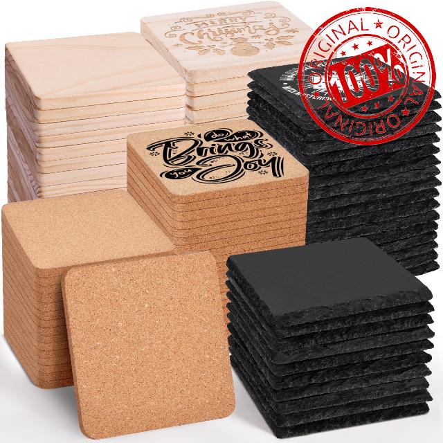 89 PCS Square Blank Coasters Bulk for Laser Engraving