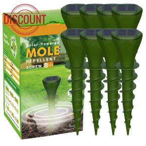 8 Packs Solar Powered Mole Repellent for Lawns