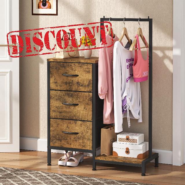 Dresser for Bedroom with Hanging Rack