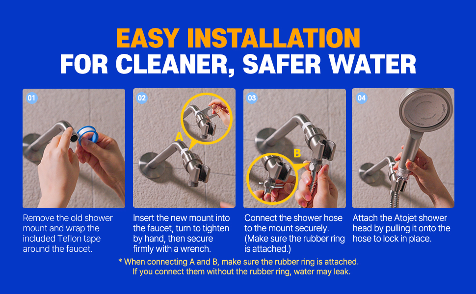 hands free; installation; perfect; atojet; shower; filter