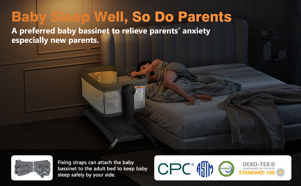 grey bedside cribs