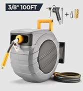 GLAHODEN Double Arm Retractable Air Hose Reel, 3/8 in × 65 ft Hybrid Hose Heavy Duty Steel Profes...