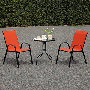 red patio chairs