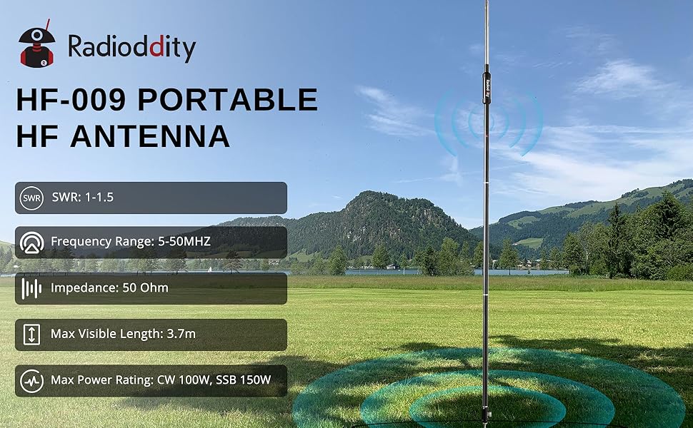 Radioddity HF-009 Portable Antenna Kit for HF Transceiver 5-50MHz POTA