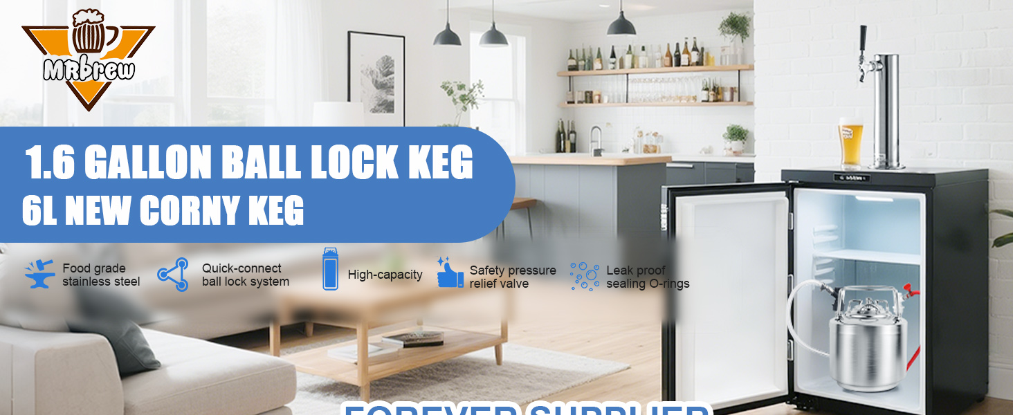 MRbrew New 1.6 Gallon Ball Lock Keg
