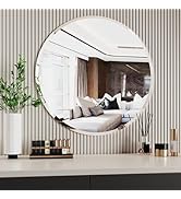 Protylctaster Circle Mirror 28 inch,Frameless Bathroom Mirrors, Round Mirrros for Wall Decor, Cir...