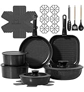 OzawaBear 26 Pcs Pots and Pans Set Non Stick, Ceramic Cookware Set Non Toxic with Detachable Hand...