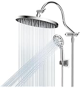 Hibbent All Metal 10'' Filtered Rainfall Shower Head Combo, High Pressure Handheld Shower Wand, 1...