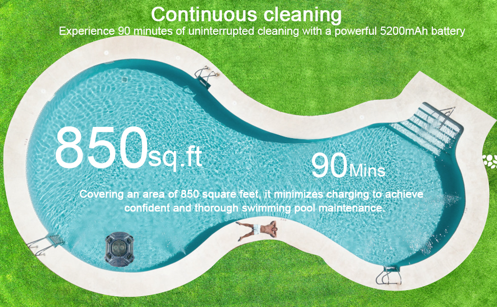 Cordless Robotic Pool Cleaner, Robotic Pool Vacuum Automatic Cleaning