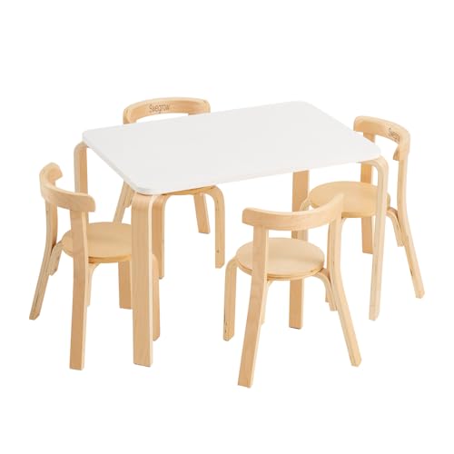 Wooden Table and Chairs for Kids & Toddler，Kid Wooden Furniture for Playroom/Home/Kindergarten
