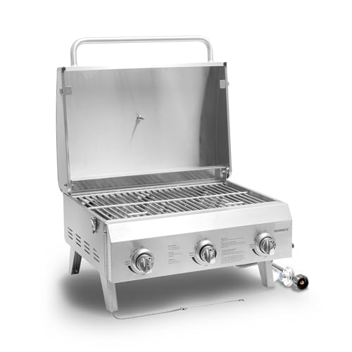 22" Stainless Steel Tabletop Grill with 3 Burners