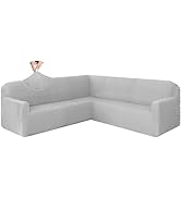 HDCAXKJ Corner Sectional Couch Covers for Dogs L Shape Sofa Cover with Tassel Chenille Super Soft...