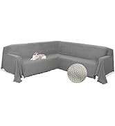 HDCAXKJ Chenille Couch Covers for Sectional Sofa L Shape Sofa Cover Blanket with Tassel 2-Piece L...