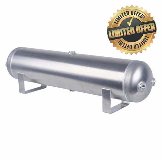5 Gallon (18 Liter) 6 Ports Compressed air Storage Tank air Ride Receiver Tank for Air Ride Suspension Car Train Truck Horn Silver