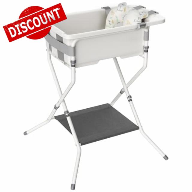 iNeibo Collapsible Baby Bathtub with Stand and Ergonomic Infant Cushion for Newborns & Toddlers - Back Pain Saving Design