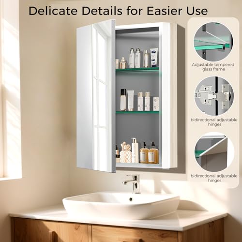 Home Medicine Cabinets with 2 Adjustable Shelves