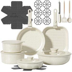 Ceramic Cookware Set Non Toxic with Detachable Handles