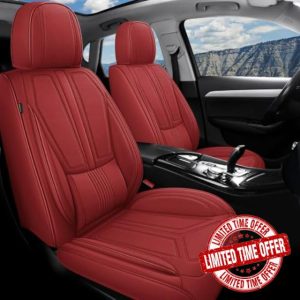otoez 5Pcs Car Seat Covers Full Set Breatheable and Waterproof Nappa Leather Seat Cover Full Coverage