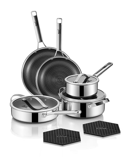 10PC Nonstick Tri-Ply Cookware Set w/Frying pan