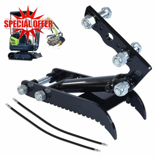 Mini Excavator Hydraulic Thumb Clip， 3 tons Hydraulic Thumb Kit with L-Bracket and Hydraulic Hose*2