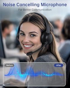 Wired Headphones with Mic USB Headsets with Noise Cancelling Microphone